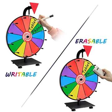 Hooomyai 12 Inch Heavy Duty Spinning Prize Wheel - 12 Slots Color Tabletop Roulette Spinner of Fortune Spin The with Dry Erase Marker and Eraser Win Game for Trade Show, Carnival