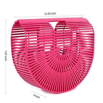 RULER TRUTH Women's Bamboo Handbag Small Straw Purses and Handbags Handmade Woven Tote Bag for Summe...