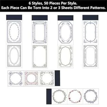 300Pcs Vintage Scrapbook Decorative Paper Label Memo Pads for Junk Journal Supplies,Assorted Collage Paper Frames Blank Label DIY Craft Paper Books Decoupage Arts Album