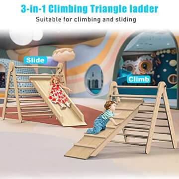 Baoniu Triangle Climbing Toys, Stable Climbing Toys for Toddlers with Climbing and Sliding Ramps, 2 ...