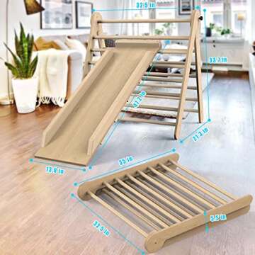 Baoniu Triangle Climbing Toys, Stable Climbing Toys for Toddlers with Climbing and Sliding Ramps, 2 in 1 Foldable Wooden Activity Triangle Climber, Safety Indoor Kids Climbing Toys for Toddlers