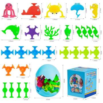 HYSZXUS Bath Toys - 27 PCS Suction Cup Toys Bathtub Toys Shower Toys for Kids Ages 4-8,Sensory Toys for 3 4 5 6 7 Year Old Boys Girls,Mold Free Bath Toys Travel Toys Window Toys Silicone Sucker Toys
