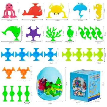 HYSZXUS Bath Toys - 27 PCS Suction Cup Toys Bathtub Toys Shower Toys for Kids Ages 4-8,Sensory Toys for 3 4 5 6 7 Year Old Boys Girls,Mold Free Bath Toys Travel Toys Window Toys Silicone Sucker Toys