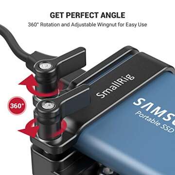 SMALLRIG Mount Bracket SSD Holder for Samsung T5 SSD with 1/4”-20 Threads, Compatible with SMALLRIG Cage for BMPCC 4K & 6K and for Z CAM, Compatible with iPhone 15 Pro Max Phone Cage (New Version)
