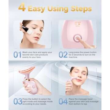 Fastaid 7-in-1 Skin Care Tools, Face Care, Face Neck Massager for Skin Care Routine at Home, Glossy Pink