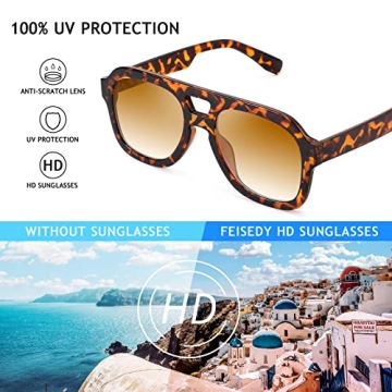 Trendy FEISEDY Vintage Pilot Sunglasses with UV400 Protection