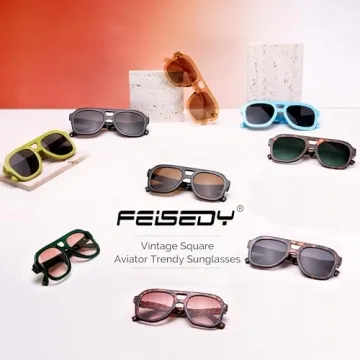 Trendy FEISEDY Vintage Pilot Sunglasses with UV400 Protection
