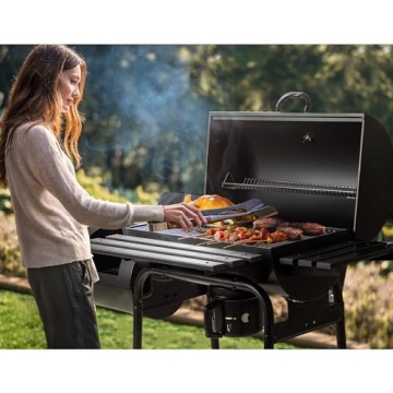 Flamaker Outdoor Charcoal Grill with Side Oven & Thermometer