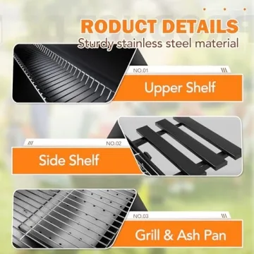 Flamaker Outdoor Charcoal Grill with Side Oven & Thermometer