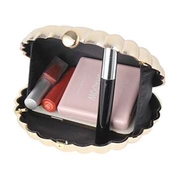 Quniko Women Evening Bag Acrylic Clutch Purse Shell Shape Shoulder Cross-body Bag Chain Box Bag