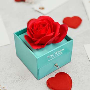 Preserved Red Real Rose with I Love You Necklace in 100 Languages -Eternal Flowers Rose Gifts for Mom Women Wife Girlfriend Her on Christmas Valentines Day Mothers Day Anniversary Birthday Gifts