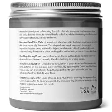 Pure Body Naturals Dead Sea Mud Mask - Detox Skincare Solution