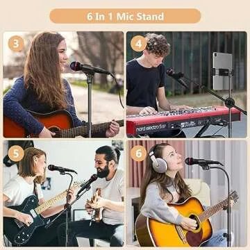 Ramzi Mic Stand,6 In 1 Microphone Stand Floor Boom Mic Stand, Support Boom Gooseneck Mic Clips Tablet Phone Holder Any Combination With Mic Stand Bag