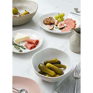 LE TAUCI Dinnerware Sets 12 Piece, Serve for 4, Ceramic Plates and Bowls Set (10" Dinner Plates + 8" Salad Dish + 22 oz Bowl) x 4, White