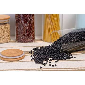 Set of 4 Large Spaghetti Jars Glass Cylinder Airtight Food Storage Container Canister Jar with Bamboo Lid & Silicone Sealing Ring for Pasta, Candy, Cookie, Rice, Sugar, Flour, Nuts