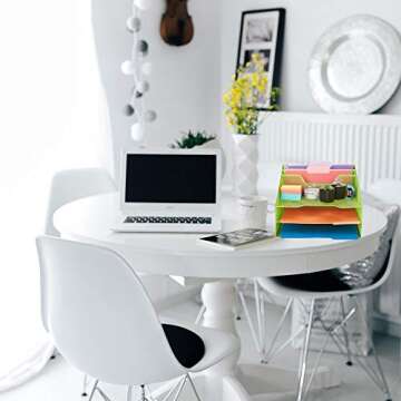 Mind Reader Desktop Organizer, Vertical File Holder, Paper Trays, Office, Metal Mesh, 12.5" L x 11.5" W x 9.5" H, Green