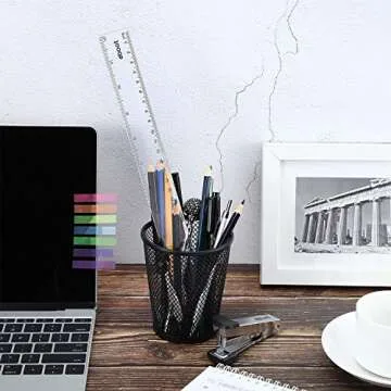 EBOOT 2 Pack Plastic Ruler Straight Ruler Plastic Measuring Tool for Student School Office (Clear, 12 Inch)