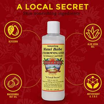 Maui Babe After Browning Lotion, Tan Enhancer & Healer - After Sun Tan Extender Body Lotion To Prevent Tan Fading- Natural Moisturizing & Healing After Sun Care Cream- Made In USA, 8 Ounces