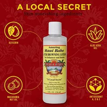 Maui Babe After Browning Lotion, Tan Enhancer & Healer - After Sun Tan Extender Body Lotion To Prevent Tan Fading- Natural Moisturizing & Healing After Sun Care Cream- Made In USA, 8 Ounces