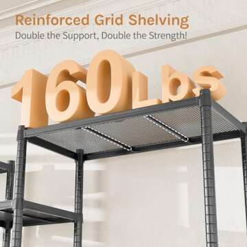 Clussbin Wire Garment Rack with Hanging Clothes, Multi-Functional Clothes Racks Heavy Duty Metal Clothing Rack, Free Standing Closet Wardrobe Portable Clothes Rack, Max Load 900lbs, Black