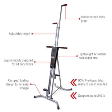 MaxiClimber Vertical Climber Combines Resistance Training and High-Intensity Cardio for a Full Body Workout. Free Coach-led Classes & Fitness App