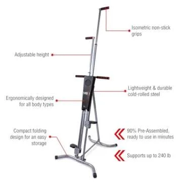 MaxiClimber Vertical Climber Combines Resistance Training and High-Intensity Cardio for a Full Body Workout. Free Coach-led Classes & Fitness App