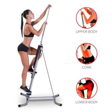 MaxiClimber Vertical Climber Combines Resistance Training and High-Intensity Cardio for a Full Body Workout. Free Coach-led Classes & Fitness App