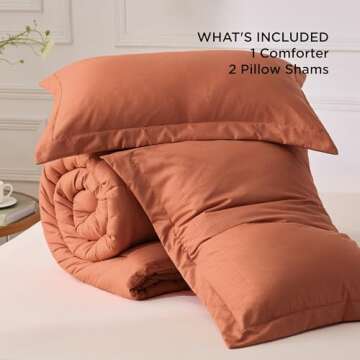 Bedsure Burnt Orange Queen Comforter Set - Burnt Orange Basket Weave Pattern Down Alternative Comforter Set Box Stitching Duvet Insert, Lightweight All Season Bedding Set with 2 Pillow Shams