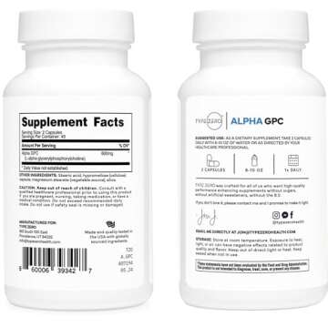 Type Zero Ultra Clean Alpha GPC Choline Supplement (600mg | 90 Capsules) Soy Free, Non-GMO Nootropic...