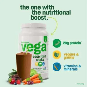 Vega Essentials Plant Based Protein Powder, Vanilla - Vegan, Superfood, Vitamins, Antioxidants, Keto, Low Carb, Dairy Free, Gluten Free, Pea Protein for Women & Men, 1.3 lbs (Packaging May Vary)
