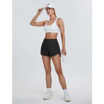 BMJL Women's Athletic Shorts High Waisted Workout Shorts Pocket Running Shorts Gym Sporty Yoga Summer Shorts Pants(XS,Black371)