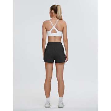 BMJL Women's Athletic Shorts High Waisted Workout Shorts Pocket Running Shorts Gym Sporty Yoga Summer Shorts Pants(XS,Black371)