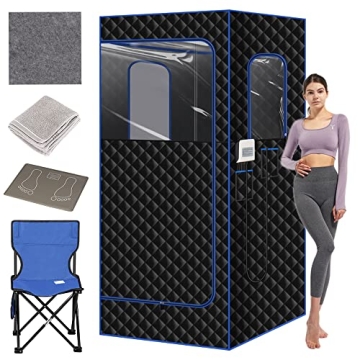 Hunter tribe Portable Infrared Sauna Full Size Personal Sauna for Home with Heating Foot Pad and Lam...