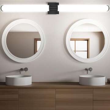 LUXRITE LED Black Bathroom Vanity Light Fixtures 48 Inch 5CCT 2700K-5000K Selectable Over Mirror Vanity Lights Modern Wall Light Bar 38W 3000 Lumens CRI 90 Dimmable Damp Rated ETL Listed