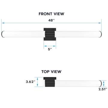 LUXRITE LED Black Bathroom Vanity Light Fixtures 48 Inch 5CCT 2700K-5000K Selectable Over Mirror Vanity Lights Modern Wall Light Bar 38W 3000 Lumens CRI 90 Dimmable Damp Rated ETL Listed