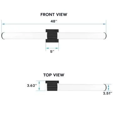 LUXRITE LED Black Bathroom Vanity Light Fixtures 48 Inch 5CCT 2700K-5000K Selectable Over Mirror Vanity Lights Modern Wall Light Bar 38W 3000 Lumens CRI 90 Dimmable Damp Rated ETL Listed