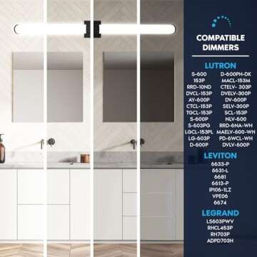 LUXRITE LED Black Bathroom Vanity Light Fixtures 48 Inch 5CCT 2700K-5000K Selectable Over Mirror Vanity Lights Modern Wall Light Bar 38W 3000 Lumens CRI 90 Dimmable Damp Rated ETL Listed