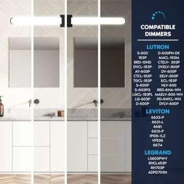 LUXRITE LED Black Bathroom Vanity Light Fixtures 48 Inch 5CCT 2700K-5000K Selectable Over Mirror Vanity Lights Modern Wall Light Bar 38W 3000 Lumens CRI 90 Dimmable Damp Rated ETL Listed