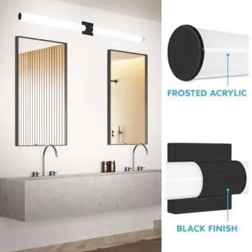 LUXRITE LED Black Bathroom Vanity Light Fixtures 48 Inch 5CCT 2700K-5000K Selectable Over Mirror Vanity Lights Modern Wall Light Bar 38W 3000 Lumens CRI 90 Dimmable Damp Rated ETL Listed