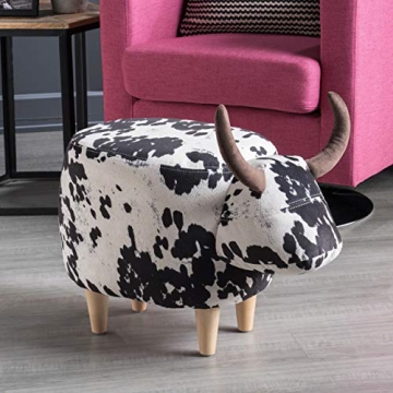 Bessie Patterned Cow Ottoman - Cute & Versatile Accent