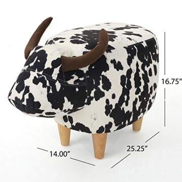 Bessie Patterned Cow Ottoman - Cute & Versatile Accent