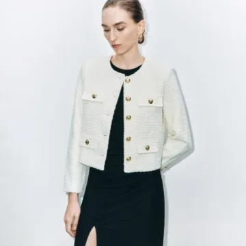 Chic URBAN REVIVO Cropped Tweed Blazer for Stylish Comfort