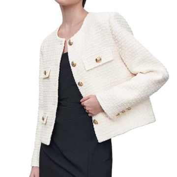 Chic URBAN REVIVO Cropped Tweed Blazer for Stylish Comfort