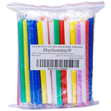 Harileminy 100 Pack Jumbo Colorful Drinking Straws