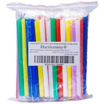 Harileminy 100 Pack Jumbo Colorful Drinking Straws