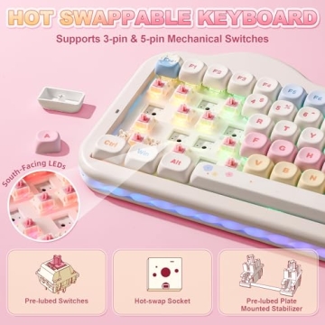 YUNZII C75 Wireless Mechanical Keyboard - Cute Design