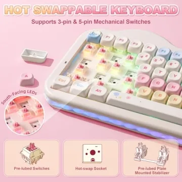 YUNZII C75 Wireless Mechanical Keyboard - Cute Design