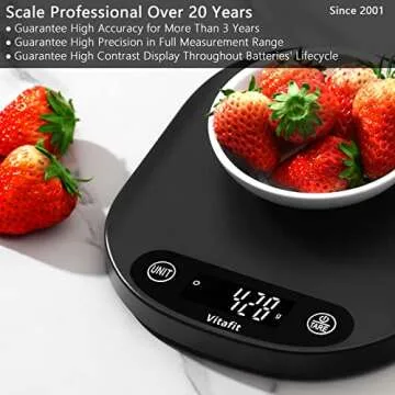 Vitafit 33lb/15kg Digital Food Scale Grams and Ounces in 1g/0.1oz, High Accuracy Assured by Kitchen ...