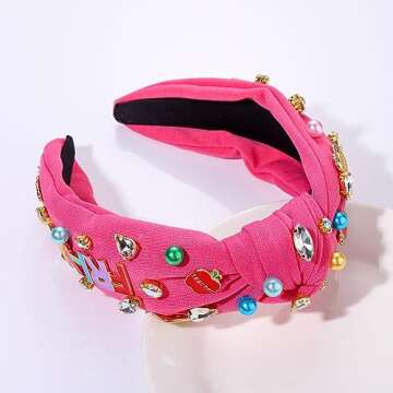 JERTOCLE Teacher Headband Accessories Beaded Crystal FRIYAY Knotted Headband Jeweled Wide Back to School Headband Hair Accessories Gifts for Teacher Appreciation (FRI-YAY)