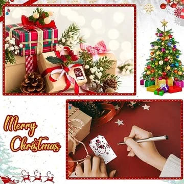 Zonon 720 Pieces Self Adhesive Christmas Gift Tag Xmas Kraft Name Tags Natural Kraft Christmas Stickers Paper Tags Christmas Labels for Christmas Decoration(Snowman Style)
